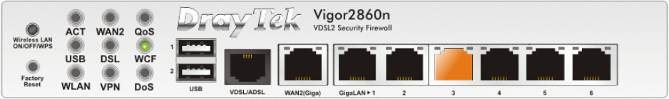 an animation of Vigor2680 with two LED blinkning rapidly and synchronously